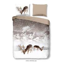Good Morning Dekbedovertrek "herten in winterlandschap" - Zand - (240x200/220 cm) - Katoen Flanel - thumbnail