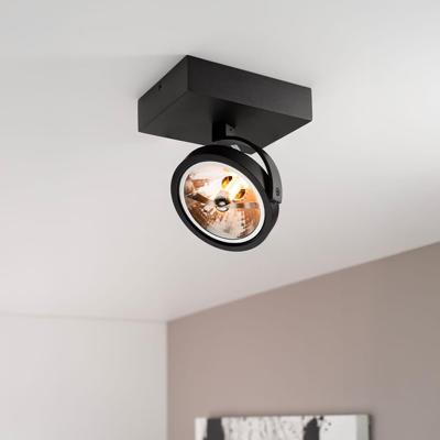 Saturno nero I by LUSENZ - Plafondspot met kantelbare matzwarte basis en armatuur