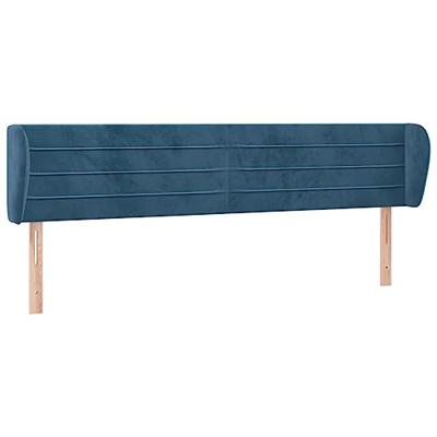 Hoofdbord met randen 183x23x78/88 cm fluweel donkerblauw