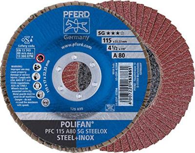 PFERD TOOLS 67708115 PFC 115 A 80 SG STEELOX Lamellenschijf Diameter 115 mm Boordiameter 22.23 mm RVS, Staal 10 stuk(s)