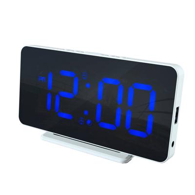 Slim-line Digitale Wekker - Dual Alarmklok - Groot Blauw Display - USB Poort (HCG021)