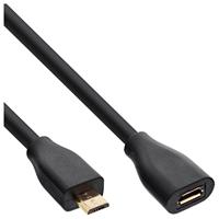 InLine 32730P Micro-USB verlenging, USB 2.0 Micro-B stekker naar bus, zwart, vergulde contacten, 3 m - thumbnail