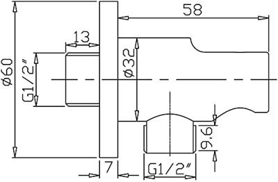 Ben Sela muuraansluitbocht met handdouchehouder RVS-look
