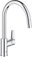 Grohe QuickFix Start Edge keukenmengkraan met uittrekbare handdouche rond chroom - thumbnail