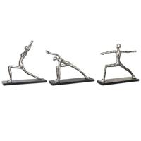 Decoratieve figuren DKD Home Decor 33 x 10 x 35 cm Zilverkleurig Zwart Indiaas Yoga (3 Stuks) - thumbnail