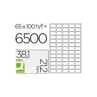 Q-CONNECT etiketten, wit, rechte hoeken, 38,1 x 21,2 mm, 100 vel, 65 etiketten per vel - thumbnail