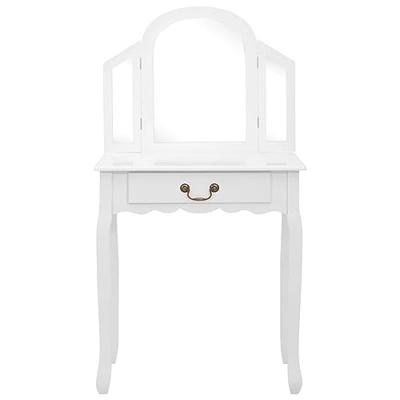 Kaptafel met kruk 65x36x128 cm paulowniahout MDF wit