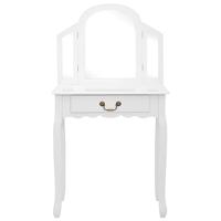 Kaptafel met kruk 65x36x128 cm paulowniahout MDF wit - thumbnail