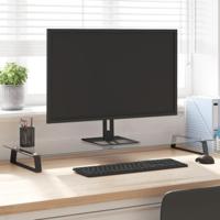 VidaXL Monitorstandaard 100x35x8 cm gehard glas en metaal zwart - thumbnail