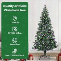 VidaXL Kunstmatig voorverlicht kerstboom groen 240 cm pvc en metaal - thumbnail