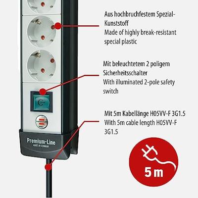 Brennenstuhl Premium-Line stekkerdoos 8-voudig zwart/lichtgrijs 5m H05VV-F 3G1,5 - 1951580101 - thumbnail