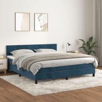 Boxspring met matras fluweel donkerblauw 160x200 cm - thumbnail
