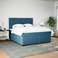 Boxspring met matras fluweel blauw 180x200 cm - thumbnail