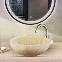 Waskom BWS Stone Rond 35x35x12 cm Gepolijst Natuursteen Creme - thumbnail