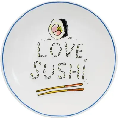 Blond Amsterdam gebaksbordje aardewerk love sushi 18x1.5cm multi