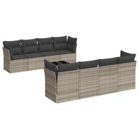 9-delige Loungeset met kussens poly rattan lichtgrijs - thumbnail