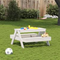 Picknicktafel voor kinderen 88x97x52 cm massief grenenhout wit - thumbnail