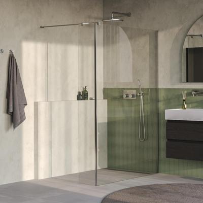 BRAUER Oblivion inloopdouche helder glas 140x200 met zijwand 30 incl. glascoating PVD RVS-kleurig geborsteld BRAUER Oblivion inloopdouche helder glas 140x200 met zijwand 30 incl. glascoating PVD RVS-kleurig geborsteld