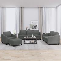 4-delige Loungeset met kussens stof donkergrijs - thumbnail