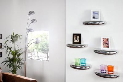 Modern design wandplank TEAR 40cm zilver aluminium - 20405