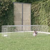 VidaXL Konijnenkooi met 2 panelen 220x110x55 cm gegalvaniseerd ijzer - thumbnail