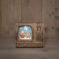 Anna&apos;s Collection LED glitterwater TV kerstman 18 x 16cm, warm wit - thumbnail