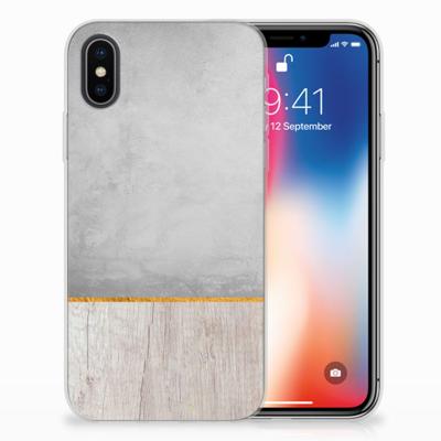 Apple iPhone X | Xs | Bumper Hoesje | Wood Concrete Apple iPhone X | Xs | Bumper Hoesje | Wood Concrete