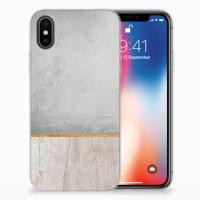 Apple iPhone X | Xs | Bumper Hoesje | Wood Concrete - thumbnail