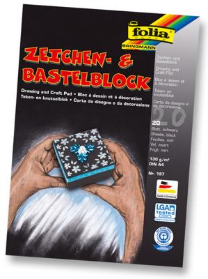 Folia FO-197 Tekenblok A4 Zwart 130 Gram 20 Vel Folia FO-197 Tekenblok A4 Zwart 130 Gram 20 Vel