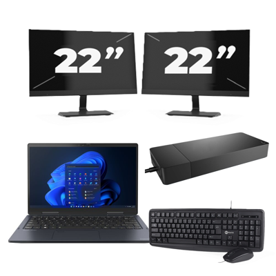 Toshiba Portege X30W-J-10C - Intel Core i5-11e Generatie - 13 inch - 16GB RAM - 256GB SSD - Windows 11 Home + 2x 22 inch Monitor