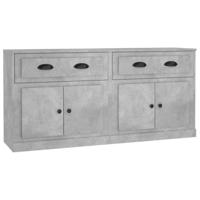 Dressoirs 2 st bewerkt hout betongrijs - thumbnail