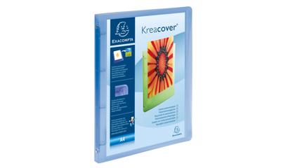 Exaclair Personaliseerbare ringmap Kreacover 4 ringen, transparant blauw Exaclair Personaliseerbare ringmap Kreacover 4 ringen, transparant blauw