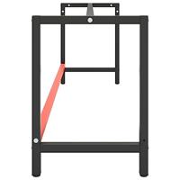 Werkbankframe 220x57x79 cm metaal matzwart en matrood - thumbnail