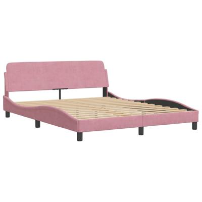 Bedframe zonder matras fluweel roze 160x200 cm