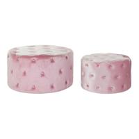 Voetensteun DKD Home Decor Roze Velvet Hout MDF Glam (2 pcs) - thumbnail