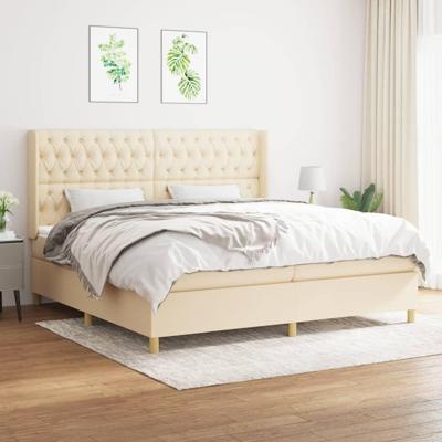 Boxspring met matras stof crèmekleurig 200x200 cm