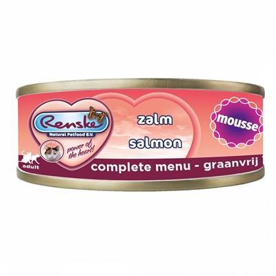 Renske Graanvrij mousse zalm natvoer kat (blikjes) 1 tray (24 x 70 g)