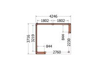 Trendhout Buitenverblijf Capri 425x375 - Plat dak model links- Plat dak- Onbehandeld lariks Douglas hout- Trendhout - thumbnail