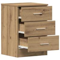 Nachtkastjes 2 st 38x35x55cm bewerkt hout artisanaal eikenkleur - thumbnail