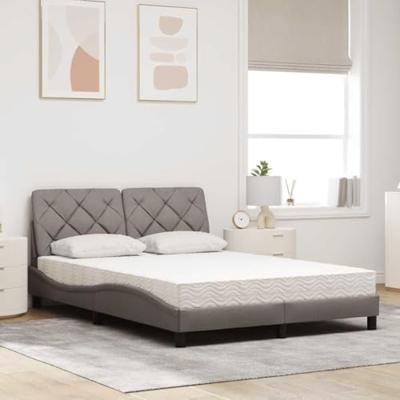 Bed met matras stof taupe 140x200 cm