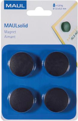 MAUL magneet Solid, 32 mm, trekkracht 800 gr, blister van 4 stuks, zwart MAUL magneet Solid, 32 mm, trekkracht 800 gr, blister van 4 stuks, zwart