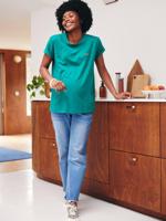 Personaliseerbare gestreept zwangerschaps- en borstvoedings t-shirt in katoen groen - thumbnail