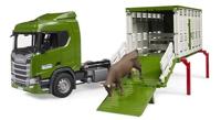 Bruder Scania 560R veetransportwagen met koe - thumbnail