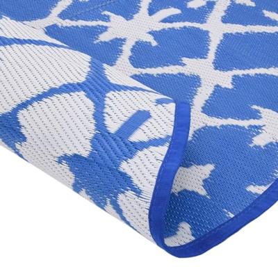 VidaXL Buitenkleed arakil ø120 cm polypropeen blauw en wit VidaXL Buitenkleed arakil ø120 cm polypropeen blauw en wit
