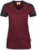 Hakro 190 Women's V-neck shirt Contrast MIKRALINAR® - Burgundy/Anthracite - M - thumbnail