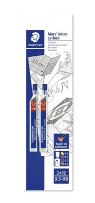 Staedtler Mars micro potloodstiften, 0,5 mm, HB, blister van 2 etuis van 12 stuks Staedtler Mars micro potloodstiften, 0,5 mm, HB, blister van 2 etuis van 12 stuks