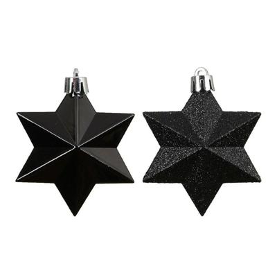 Ster kunststof L9b9h12 cm zwart 12 st Shatterproof Decoris - Decoris Ster kunststof L9b9h12 cm zwart 12 st Shatterproof Decoris - Decoris