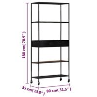 Boekenkast 90x35x180 cm ruw mangohout en ijzer - thumbnail