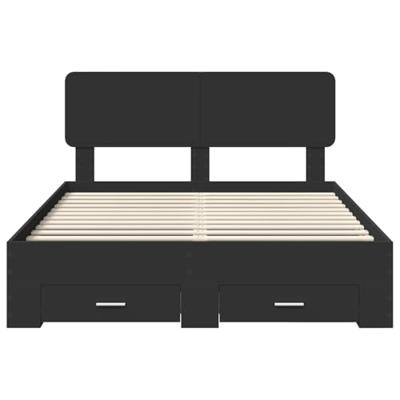 Bedframe met hoofdeinde Zwart 150 x 200 cm Bewerkt hout