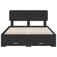 Bedframe met hoofdeinde Zwart 150 x 200 cm Bewerkt hout - thumbnail